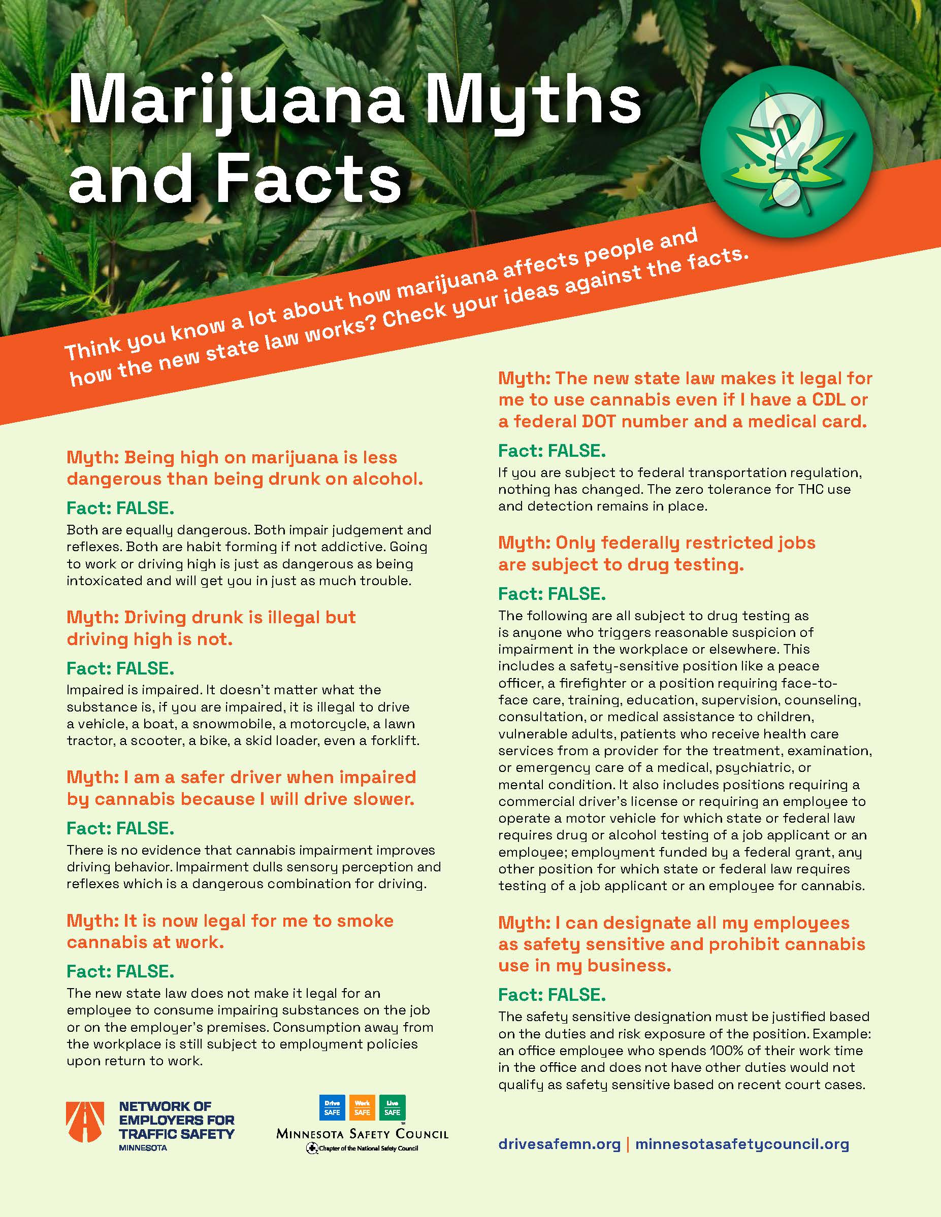 Marijuana Myths and Facts Flyer